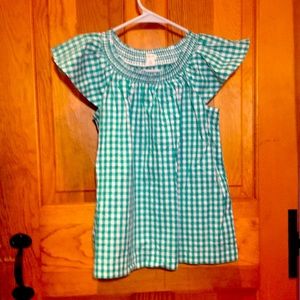 Girls gingham green blouse